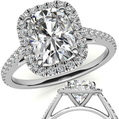 Rectangular Cushion Halo Cathedral Engagement Ring