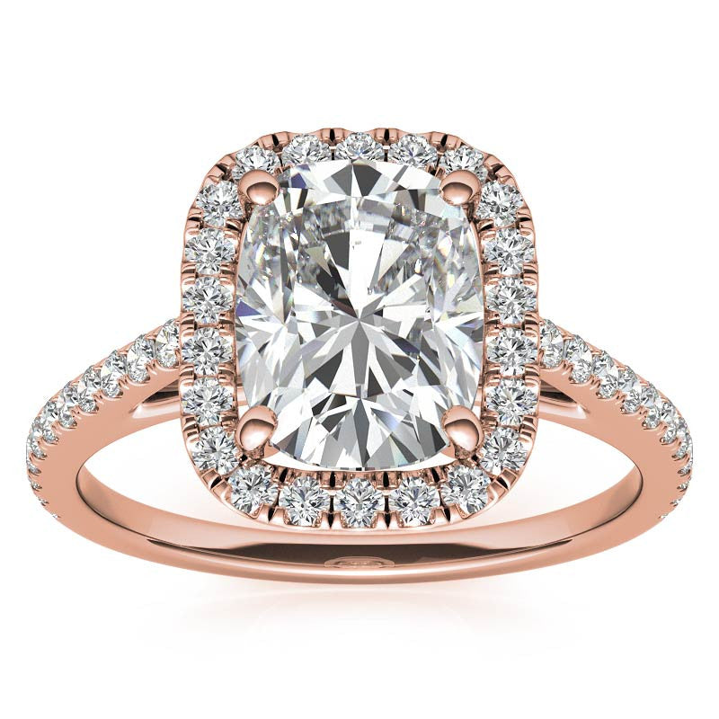 Rectangular Cushion Halo Cathedral Engagement Ring