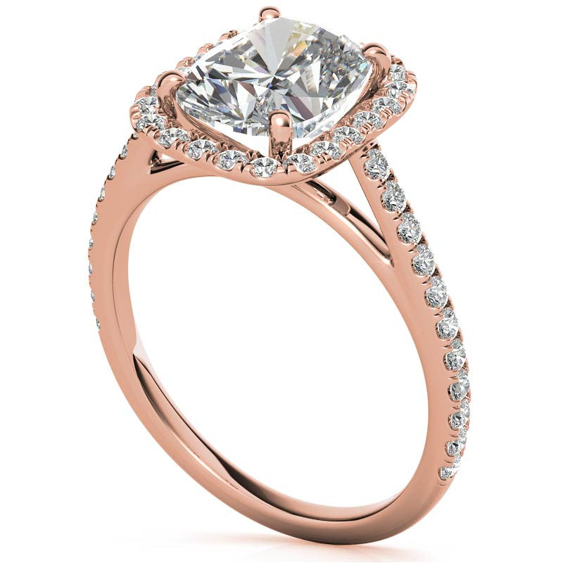Rectangular Cushion Halo Cathedral Engagement Ring