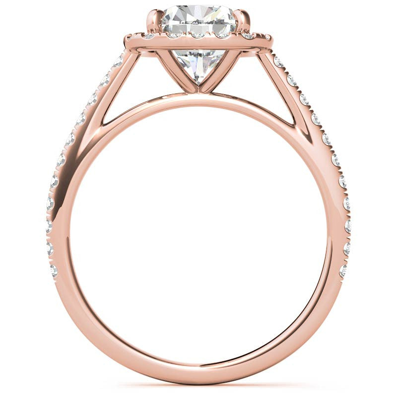 Rectangular Cushion Halo Cathedral Engagement Ring