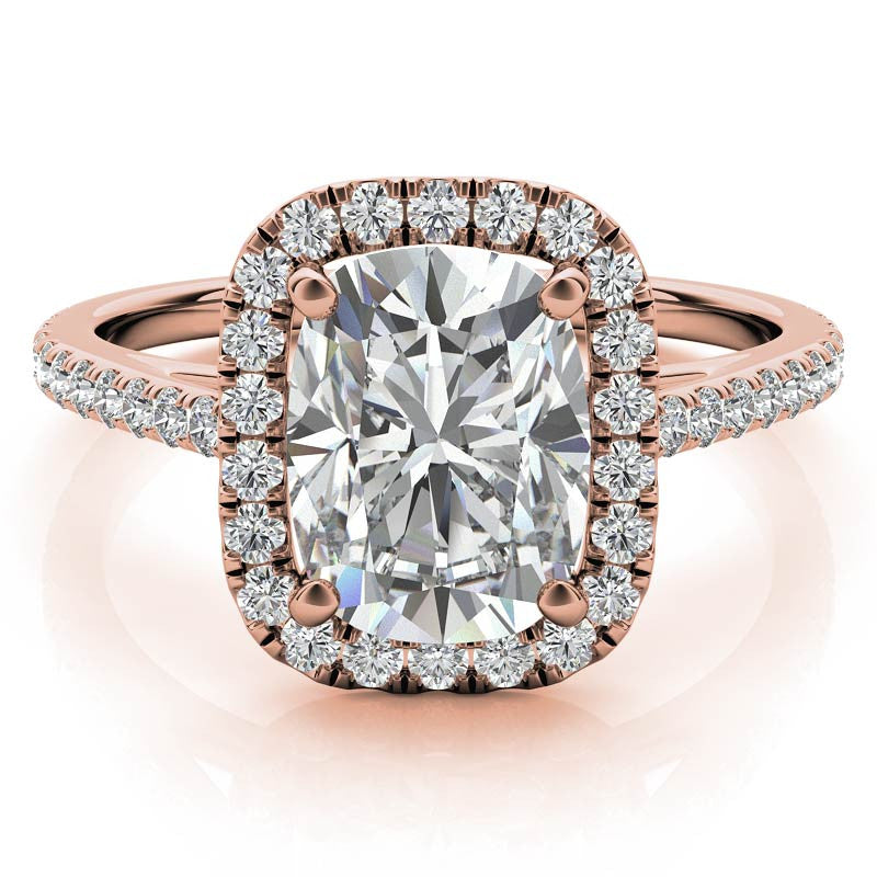 Rectangular Cushion Halo Cathedral Engagement Ring