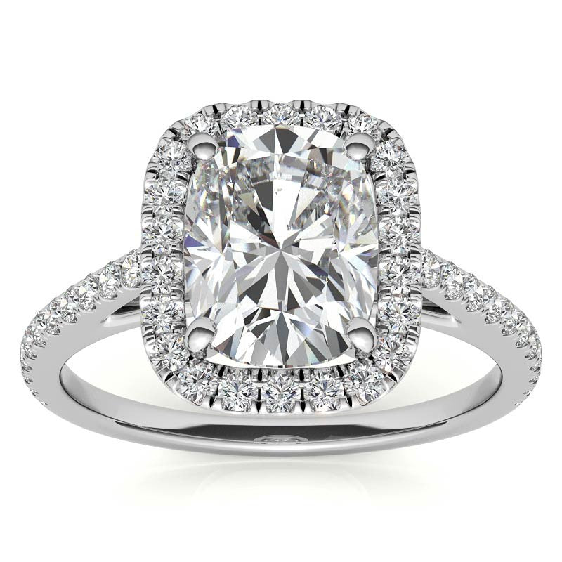 Rectangular Cushion Halo Cathedral Engagement Ring