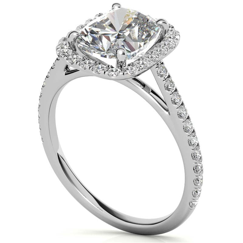 Rectangular Cushion Halo Cathedral Engagement Ring
