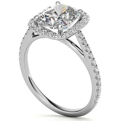 Rectangular Cushion Halo Cathedral Engagement Ring