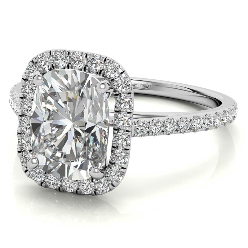 Rectangular Cushion Halo Cathedral Engagement Ring