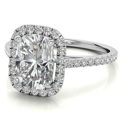 Rectangular Cushion Halo Cathedral Engagement Ring