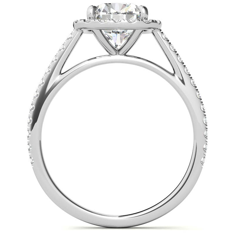 Rectangular Cushion Halo Cathedral Engagement Ring