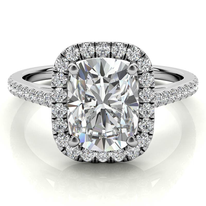 Rectangular Cushion Halo Cathedral Engagement Ring