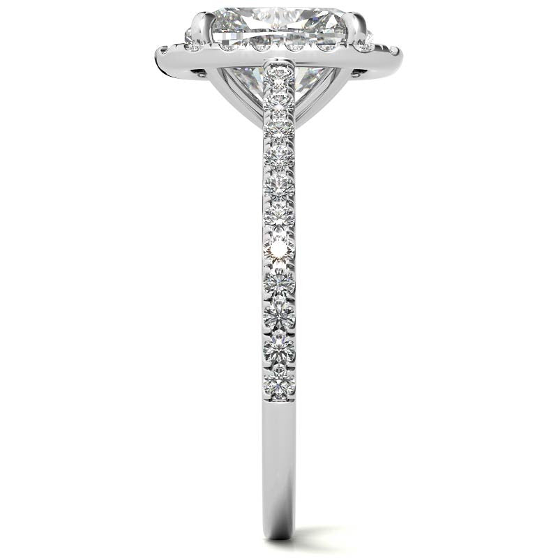 Rectangular Cushion Halo Cathedral Engagement Ring