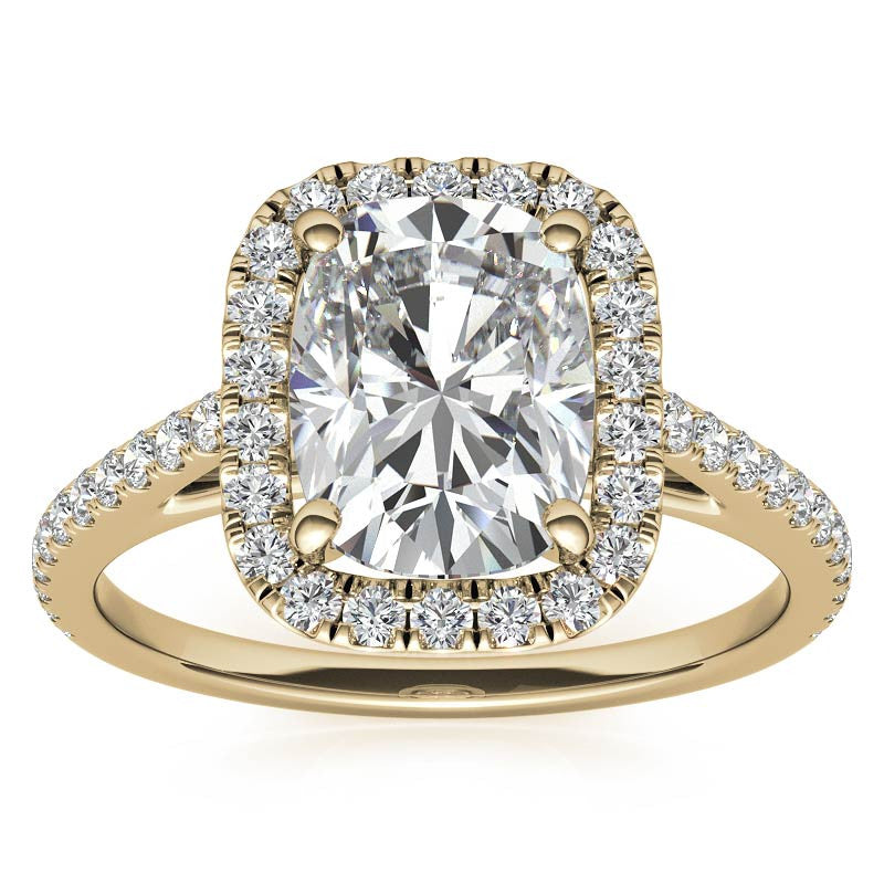 Rectangular Cushion Halo Cathedral Engagement Ring