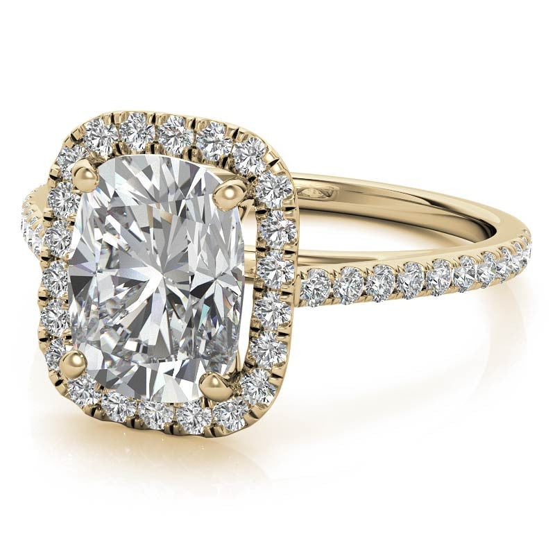 Rectangular Cushion Halo Cathedral Engagement Ring
