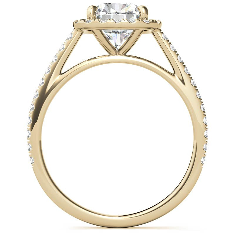 Rectangular Cushion Halo Cathedral Engagement Ring