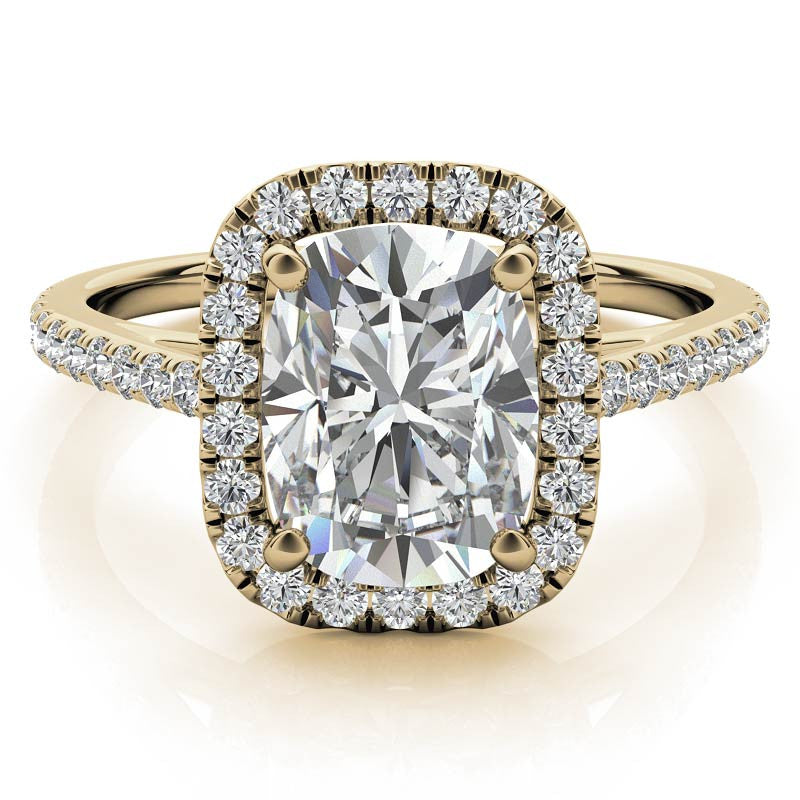 Rectangular Cushion Halo Cathedral Engagement Ring
