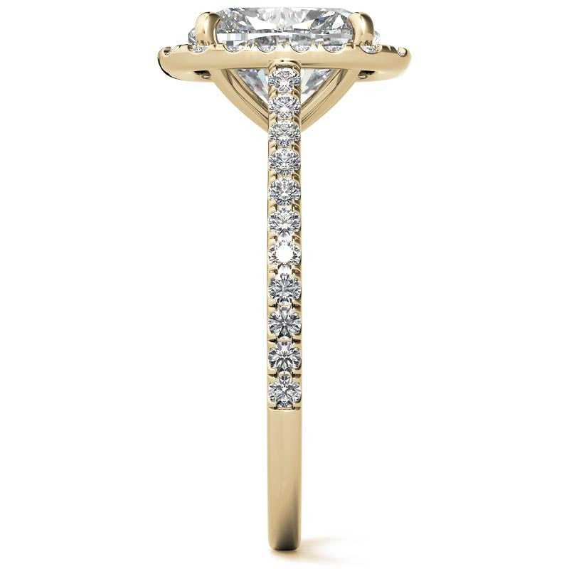 Rectangular Cushion Halo Cathedral Engagement Ring