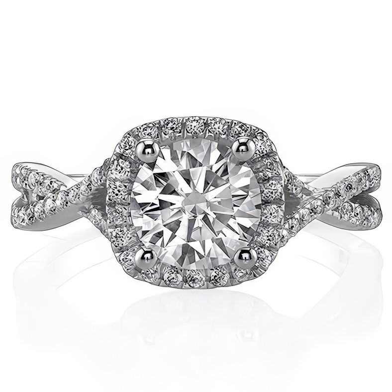 Infinity Style Round Brilliant Halo Engagement Ring