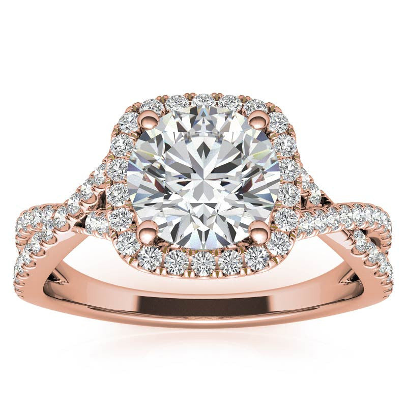 Infinity Style Round Brilliant Halo Engagement Ring