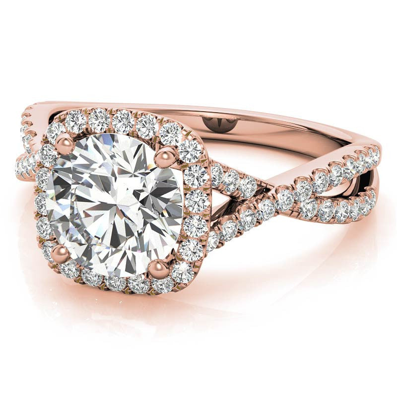 Infinity Style Round Brilliant Halo Engagement Ring