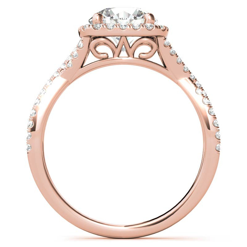 Infinity Style Round Brilliant Halo Engagement Ring