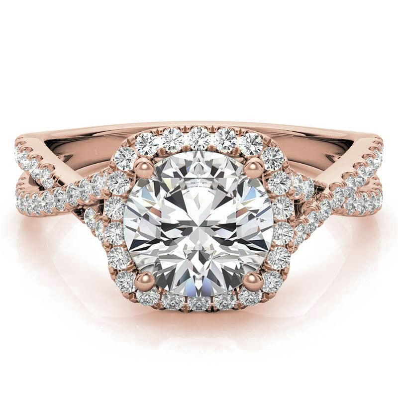 Infinity Style Round Brilliant Halo Engagement Ring