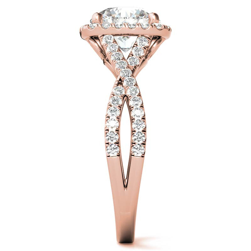 Infinity Style Round Brilliant Halo Engagement Ring