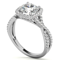 Infinity Style Round Brilliant Halo Engagement Ring