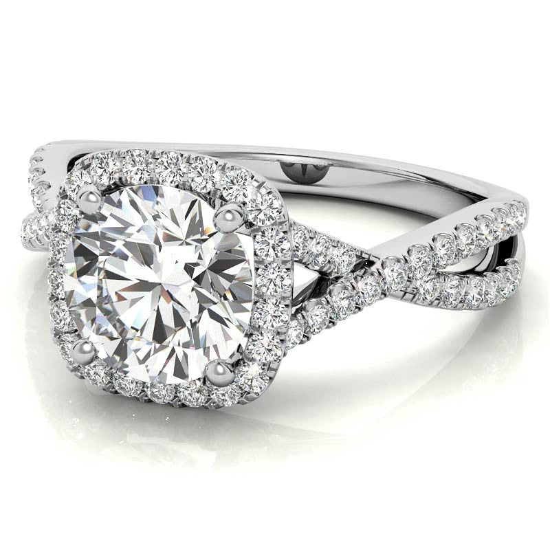 Infinity Style Round Brilliant Halo Engagement Ring