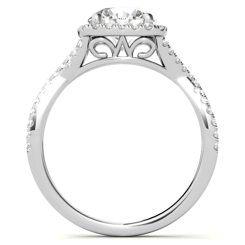 Infinity Style Round Brilliant Halo Engagement Ring