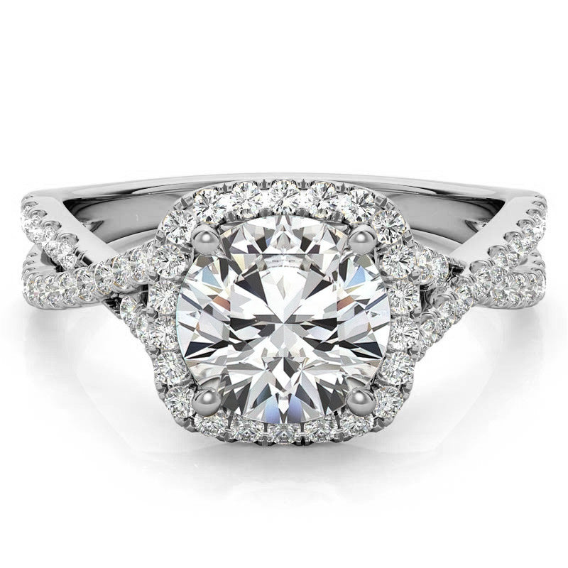 Infinity Style Round Brilliant Halo Engagement Ring