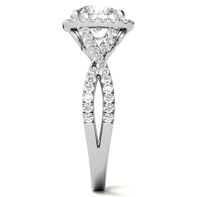 Infinity Style Round Brilliant Halo Engagement Ring