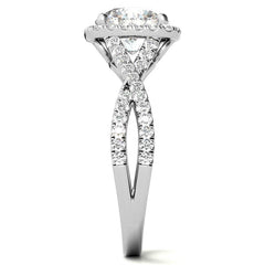 Infinity Style Round Brilliant Halo Engagement Ring