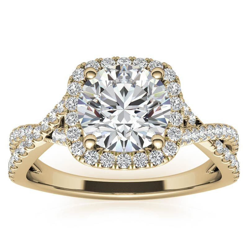 Infinity Style Round Brilliant Halo Engagement Ring