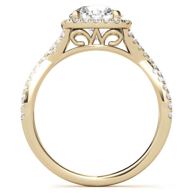 Infinity Style Round Brilliant Halo Engagement Ring