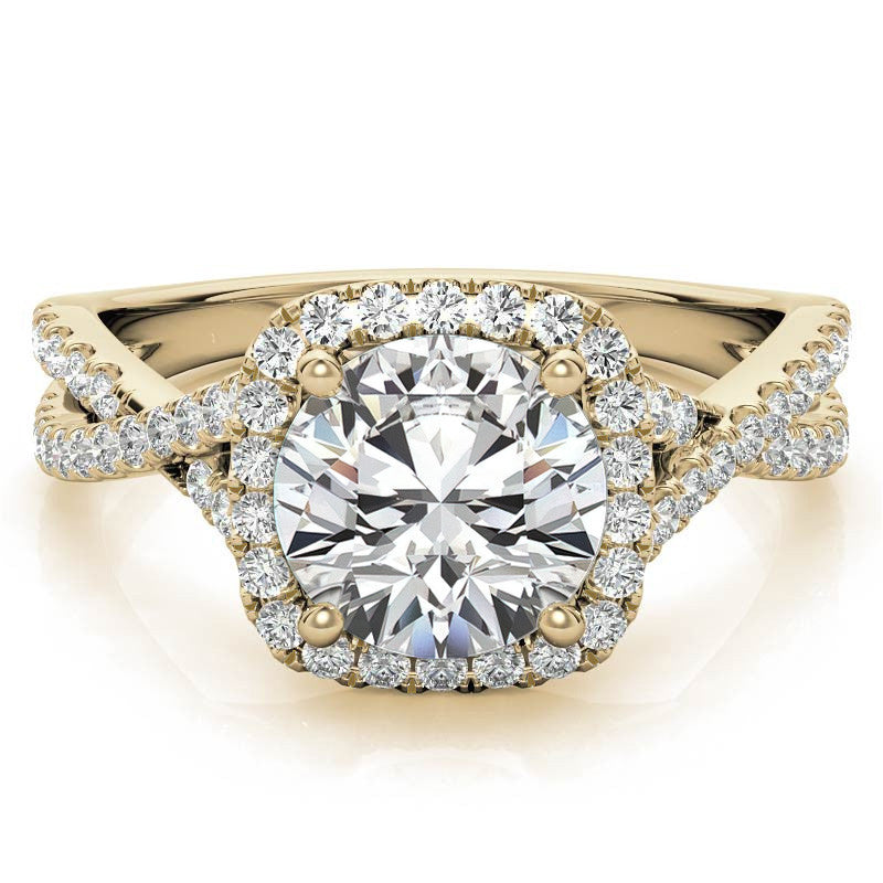 Infinity Style Round Brilliant Halo Engagement Ring