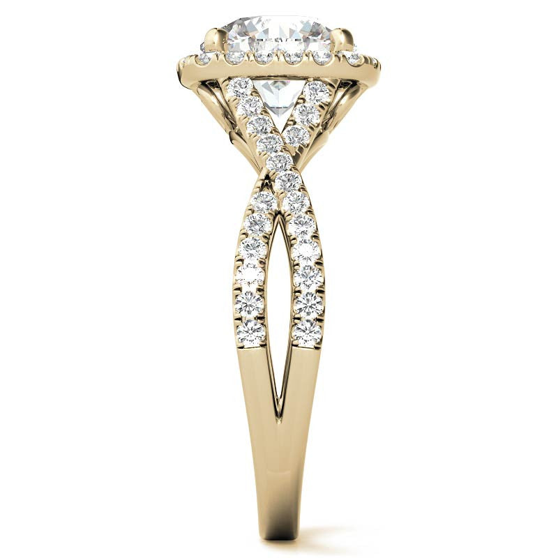 Infinity Style Round Brilliant Halo Engagement Ring