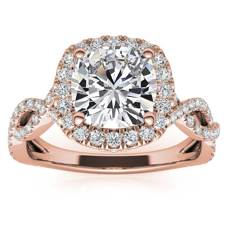 Infinity Style Halo Cushion Moissanite Engagement Ring