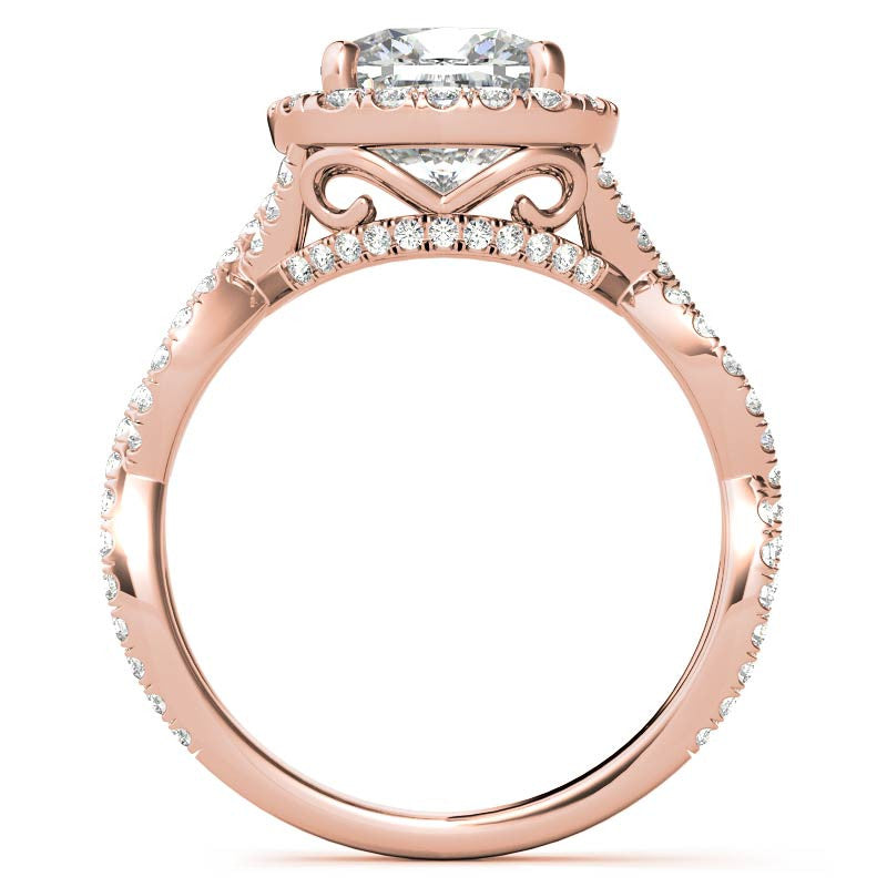 Infinity Style Halo Cushion Moissanite Engagement Ring