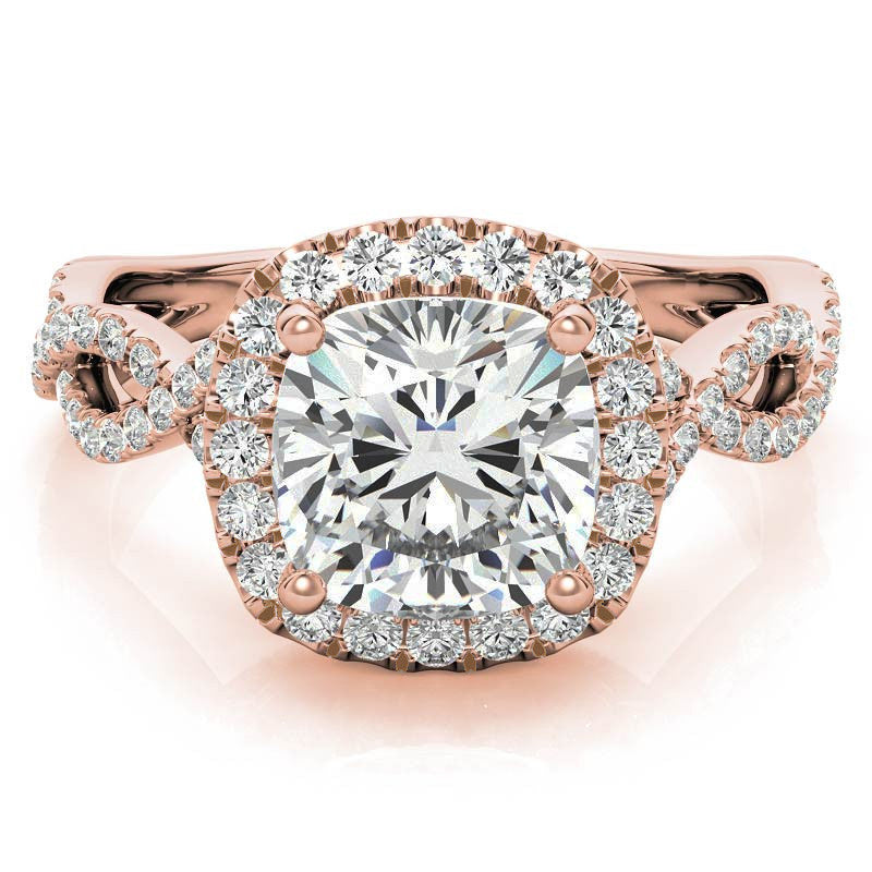 Infinity Style Halo Cushion Moissanite Engagement Ring