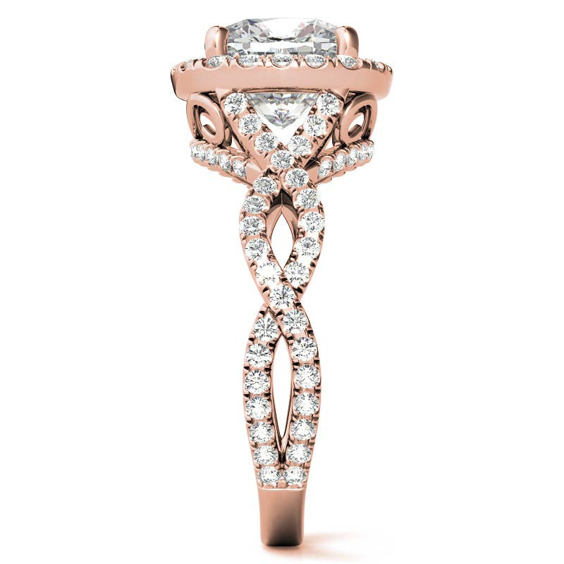 Infinity Style Halo Cushion Moissanite Engagement Ring