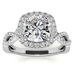 Infinity Style Halo Cushion Moissanite Engagement Ring