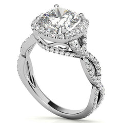 Infinity Style Halo Cushion Moissanite Engagement Ring