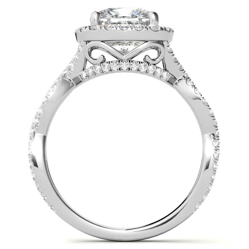 Infinity Style Halo Cushion Moissanite Engagement Ring