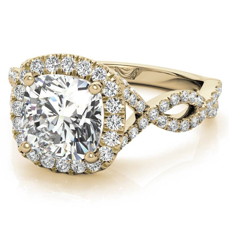 Infinity Style Halo Cushion Moissanite Engagement Ring