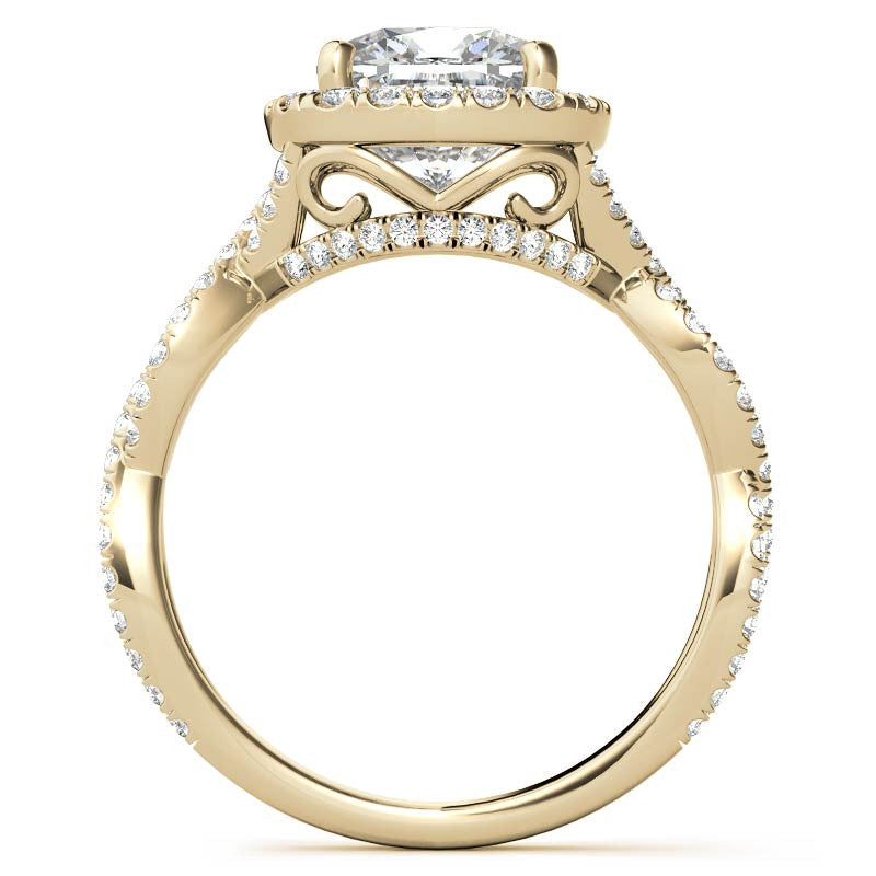 Infinity Style Halo Cushion Moissanite Engagement Ring