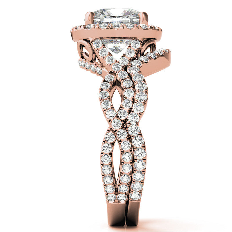 Infinity Style Halo Cushion Moissanite Engagement Ring