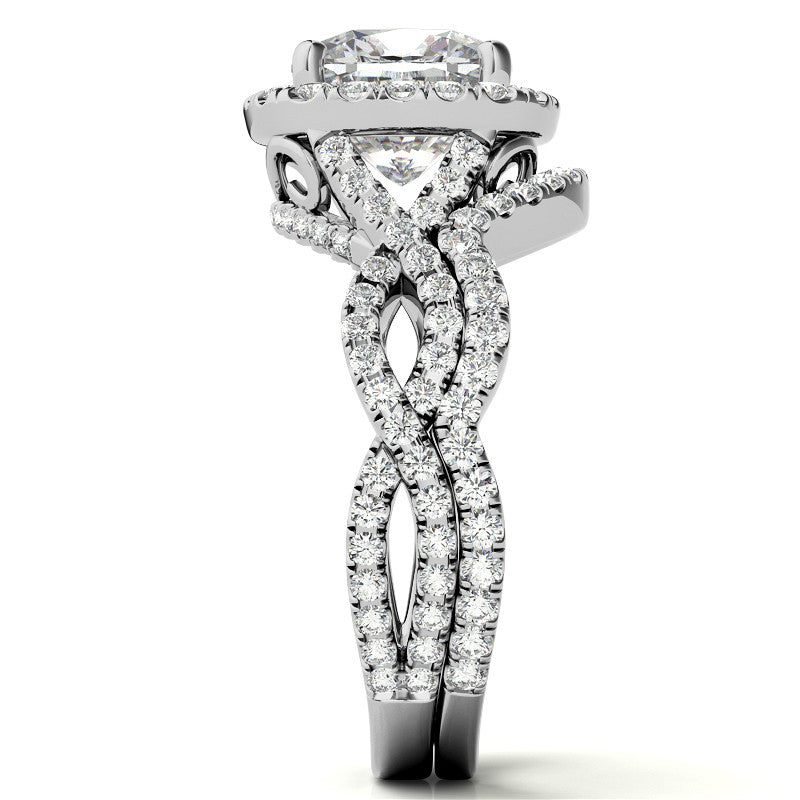 Infinity Style Halo Cushion Moissanite Engagement Ring