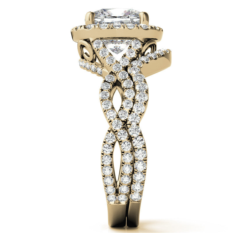 Infinity Style Halo Cushion Moissanite Engagement Ring