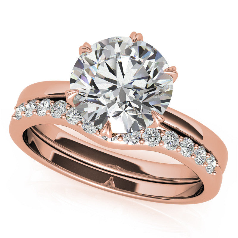 6-Prong Diamond Round HA Moissanite Engagement Ring