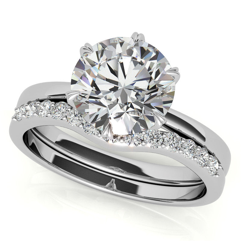 6-Prong Diamond Round HA Moissanite Engagement Ring