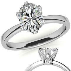6-Prong Diamond and Oval Moissanite Engagement Ring