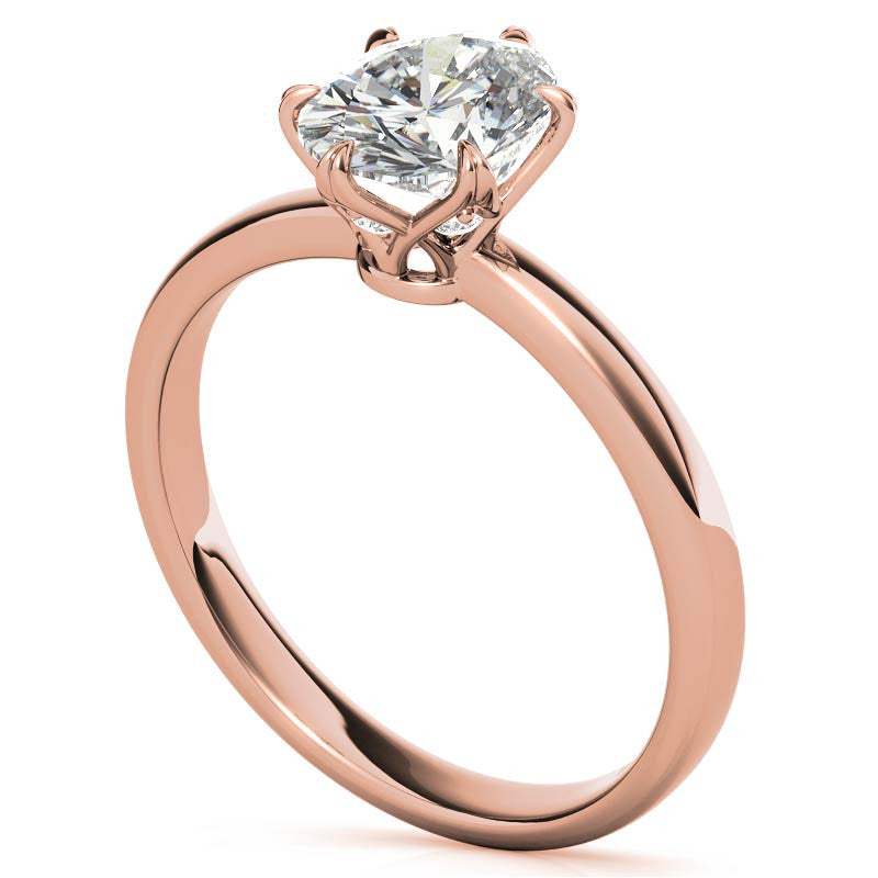 6-Prong Diamond and Oval Moissanite Engagement Ring
